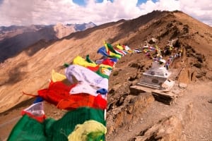Tibetan prayer flags symbolizing peace and healing during a Mantra Meditation retreat in Sedona, AZ.