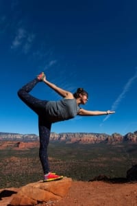 Yoga pose at Airport Mesa in Sedona-Yoga and meditation retreat
