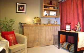 SpiritQuest retreats center seating area with chair and table