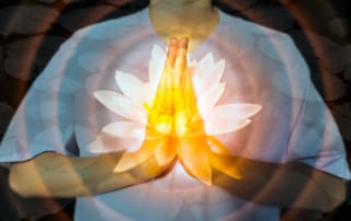 Prayer hands with Lotus on top for spiritual healing
