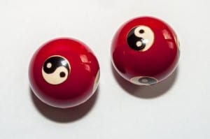 Yin Yang symbol on meditation balls-wellness retreat