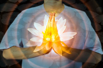 Open Lotus in front of heart for spiritual catharsis