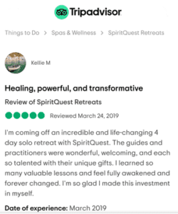 Trip Advisor Review for SpiritQuest Sedona Retreats from Kellie M