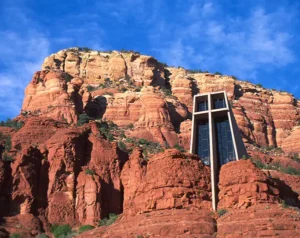 Chapel of the Holy Cross architectural landmark built into the red rocks of the Sedona vortex.