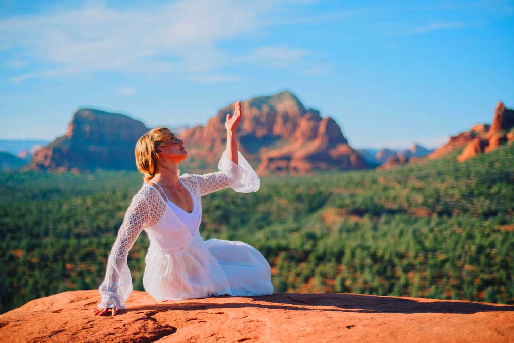 Woman out in nature in the Sedona Red Rocks