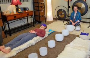 breathwork-at-spiritquest Practitioner facilitating a breathwork and letting go session for spiritual healing in Sedona, AZ