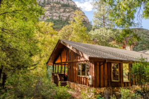 owl-rm-entrance-private-deck-web Sedona Sanctuary exterior with private deck—all-inclusive lodging for a spiritual retreat.