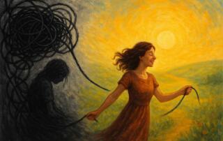 woman leaving behind trauma