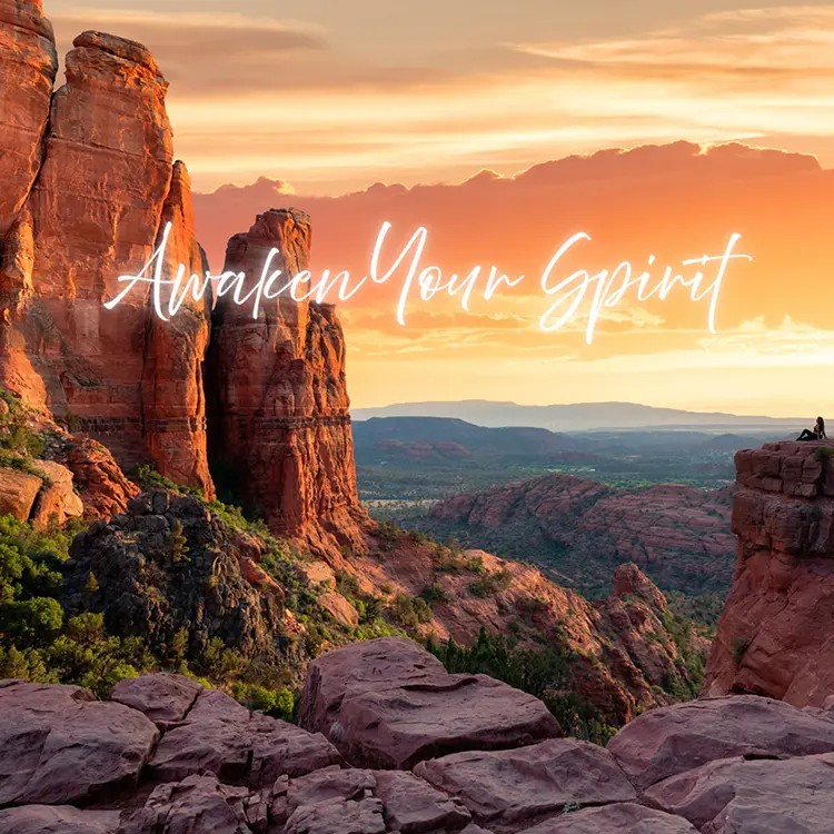 sedona red rocks sunset view in Sedona next to man giving his transformation story